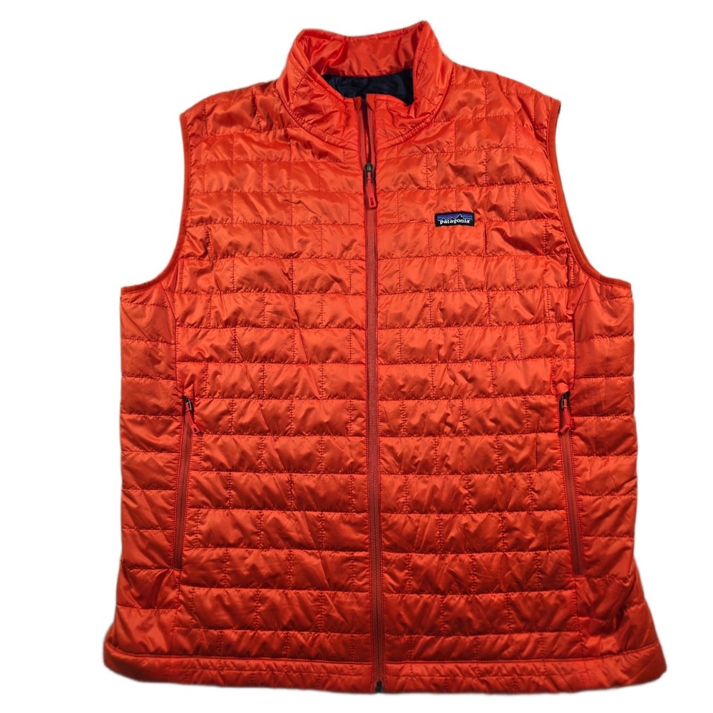Patagonia Nano Puff Vest Mens 2XL Orange Quilted Full Zip Pockets Primaloft